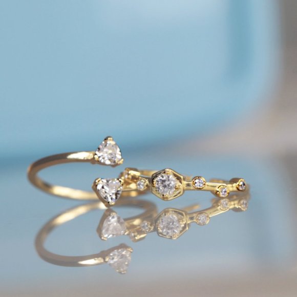 3/$25 🏷️ Sterling Silver Princess Ring Cubic Zirconia Gold Vermeil Ring - Picture 7 of 7